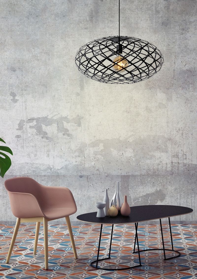 Lucide WOLFRAM - Závesné svietidlo - Ø 65 cm - 1xE27 - Čierna